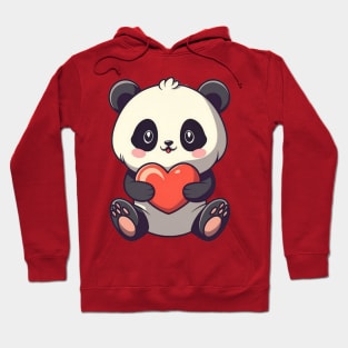 A cute panda bear with heart Hoodie